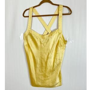 Soft Surroundings Womens Yellow Silk Tank Top Criss Cross Back Blouse XL